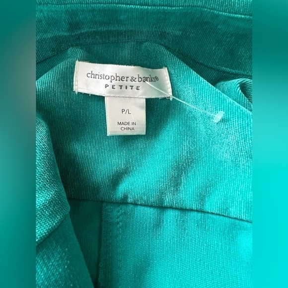 Christopher & Banks Spring Emerald Corduroy Silver Accent Zip Up Jacket Size P/L - Picture 4 of 15